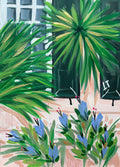 Palm Leaves Over the Pink Home
