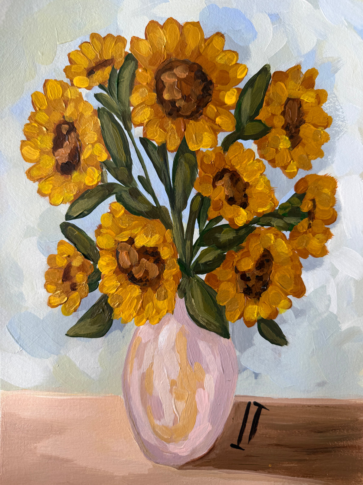 Sunflowers in a Vase: Floral Print