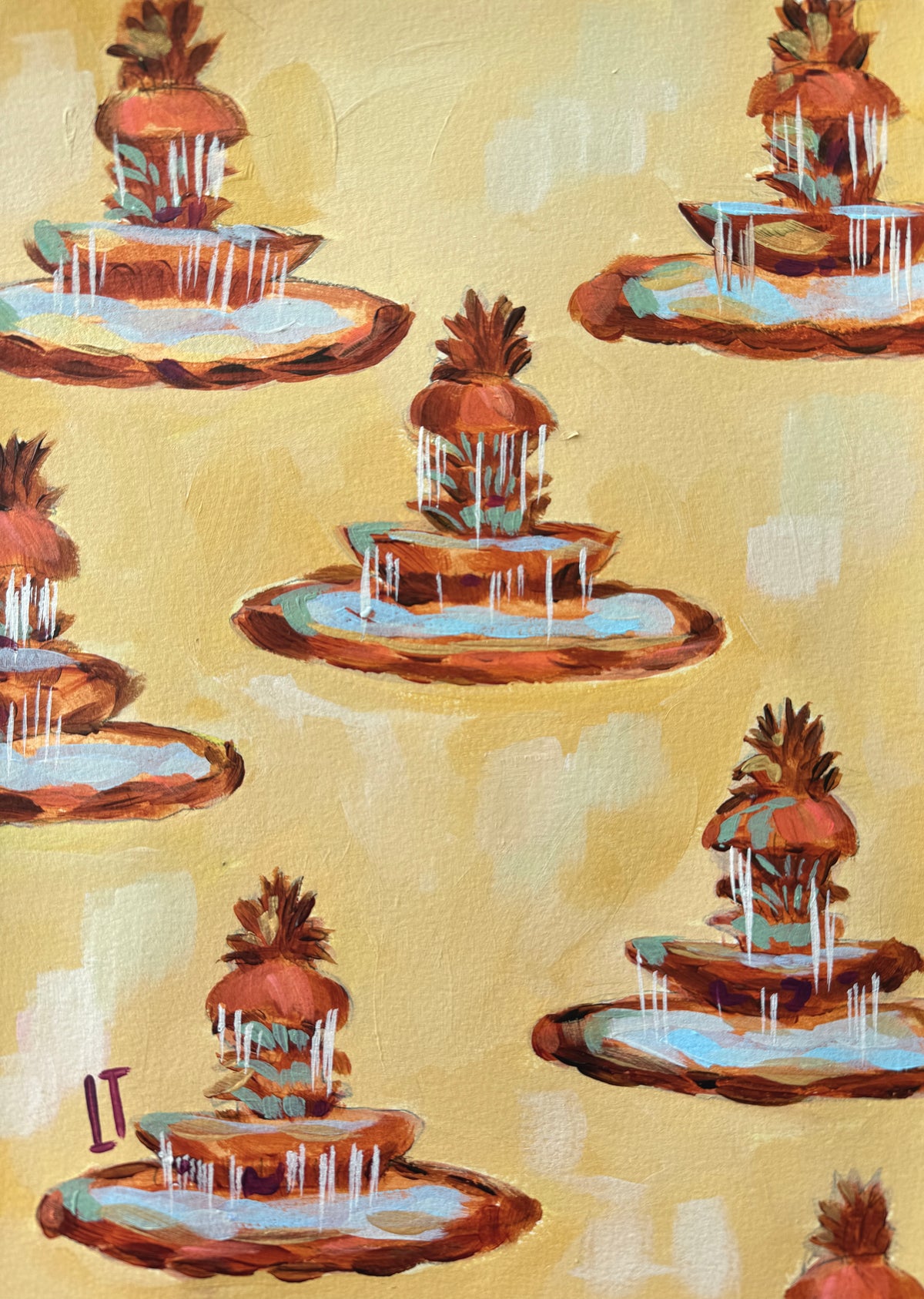 Fountain Pattern in Yellow:  Charleston Inspired Print
