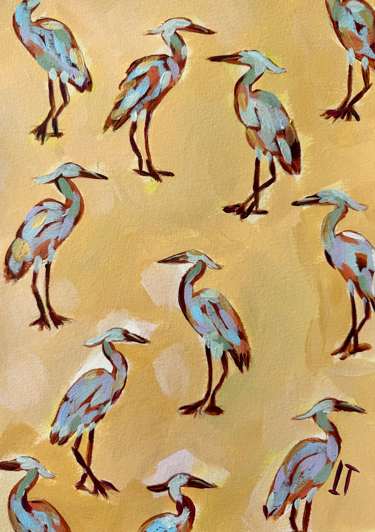 Heron Pattern in Yellow:  Coastal Print