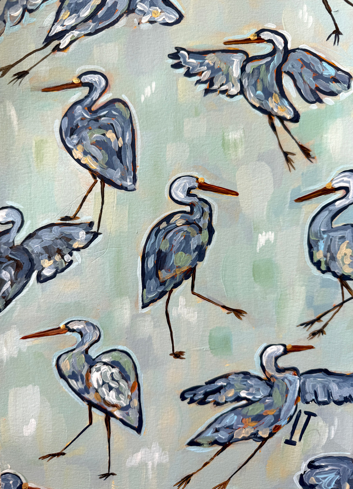 Heron Pattern in Blue:  Coastal Print